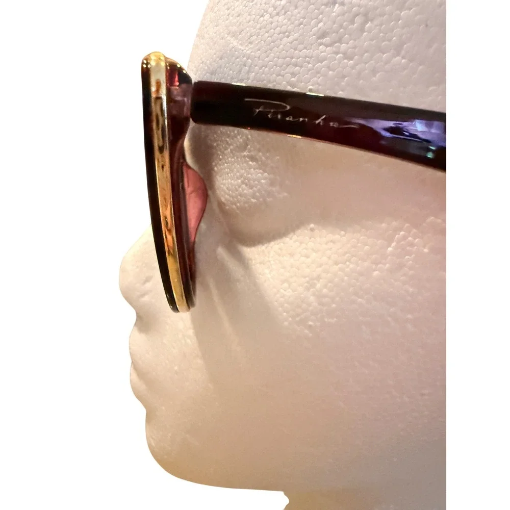 Piranha Womens Cat Eye Sunglasses Burgundy Gold Trim Brown Gradient 75872 PC 105